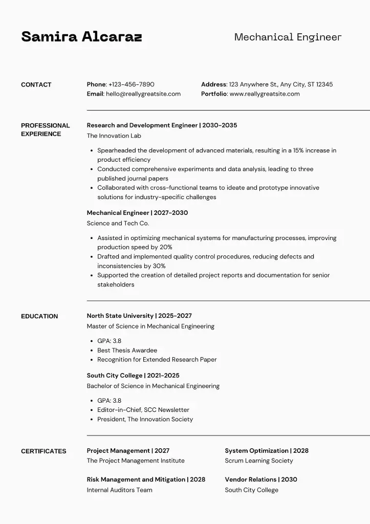 Science and Engineering Resume in White Black Simple Style.webp
