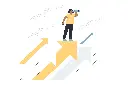 Tiny female person with spyglass looking for job opportunities.webp